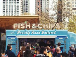 blue fish chips food truck